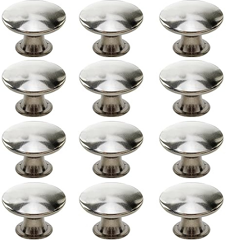 Beilala Cabinet Knobs Silver, 12 Pack Rustic Round Metal Dresser Pulls Furniture Handles with Screws for Chest of Drawers Kitchen Cupboard Wardrobe Door, 30x21mm