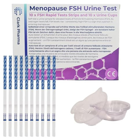 10 Pack Menopause Test Kit | 10 Test Strips & 10 Urine Cups | Women Follicle Stimulating Hormone Detection | Self Test for Early Menopause Perimenopause | Fertility Test