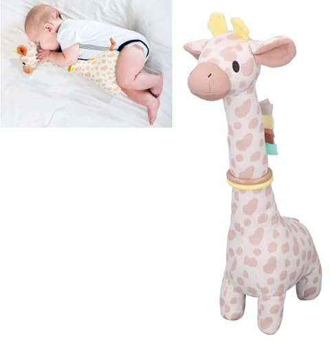 Niedliches Giraffen-Beißspielzeug, Polyester-Material, Trainiert die Handmuskulatur, für Babys, Beißring-Giraffen-Plüschspielzeug, ca. 37 X 21 X 9 Cm (BROWN