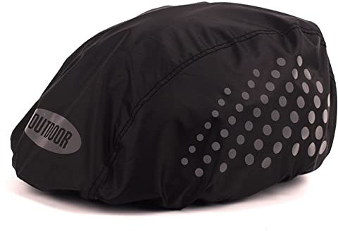 Psytfei Helmüberzug, Fahrradhelmüberzug Mit Reflektierendem Streifen, Sicherer, Gut Sichtbarer, Wasserdichter Fahrradhelm-Regenüberzug(Schwarz)