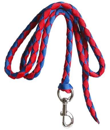 Aymzbd Hochwertiger Strick für Pferde mit Sicherheitskarabiner, Strapazierfähiges Gurtband, Ideales Zubehör für Reiter, 2.5 m, Rot und Blau