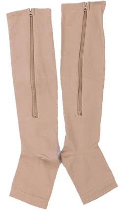 tuwiwol Calzini a compressione traspiranti con cerniera per un'ampia applicazione Calzini a compressione con cerniera in nylon durevoli e traspiranti, Colore della pelle L/XL