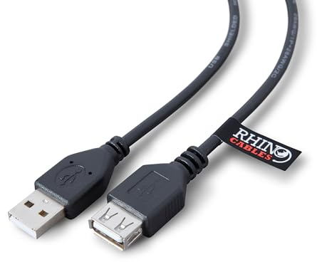 rhinocables USB 2.0 A-A Extension Cable | High-Speed Data Transfer (480mbps) | Hassle-Free, Reliable Connectivity with All USB A Devices - Printers, Cameras, Mice, Keyboards & More (1m,Pack of 7)