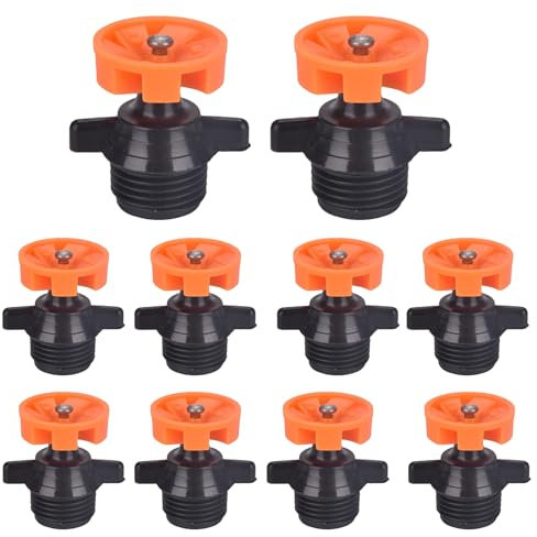 Sprinklerkopf, Sprinkler für Hof, 10 Stück, 1,27 cm Wasser, 360 Grad automatisch drehbarer Sprinklerkopf, Bewässerungssprinklerköpfe für Garten, Bauernhof, Rasen, Hof (Orange)