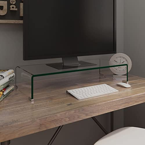 Homgoday TV-Schrank für Wohnzimmer, TV-Schrank aus transparentem Glas, 70 x 30 x 13 cm, TV-Schrank, TV-Schrank für Wohnzimmer, niedriger Schrank für industrielle Fernseher, TV-Ständer