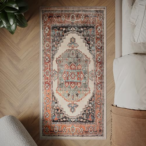 artyrugs Alfombra Lavable en Lavadora, 80x150cm, 75% Algodón, Pelo Corto, Base Antideslizante, No Desprende Pelusa, Alfombra para Salón, Dormitorio, Cocina, Oficina, Olive & Pumpkin