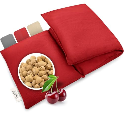 smøla Kirschkernkissen Groß für Mikrowelle I 3-Kammer 47x19cm Körnerkissen für Rücken, Nacken Schulter I 850g Kirschkerne I Nierenwärmer, Wärmekissen I Natürliche Wärmflasche, Weinrot