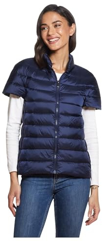 Martha Stewart Women's Puffer Vest Lightweight Casual Sleeveless Vest Jacket Quilted Outerwear with Pockets, navy, M