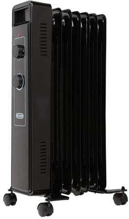 ECOSO 1500W Black UK Plug Oil Filled Electric Radiator 620 x 240mm