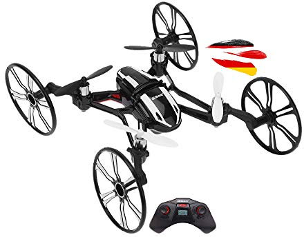 RC ferngesteuerte 4-in-1 Hybrid-Drohne mit HD-Kamera, Quadcopter mit LED-Beleuchtung, Quadcopter für Flug- u. Bodeneinsätze, Drone mit 3D-Flip Looping, Spielzeug Quadrocopter für Kinder und Erwachsene