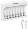 KALAHOL LCD 8-Slot Battery Charger for AA AAA Ni-MH Rechargeable Batteries, Fast Charging with 5V 2A USB Input, Smart Battery Detection, Rechargeable AA AAA Charger, Micro USB Input