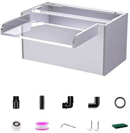 LONGRUNNEW - Fuente de estanque de acrílico de 23 cm de ancho, doble entrada, para jardín, terraza, estanque, patio