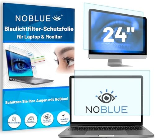 NOBLUE Blaulichtfilter für Monitore, PC Bildschirm 24 16:9, Anti Blaulicht Bildschirmfilter, für Augenschutz bei Computerarbeit, ohne Beeinträchtigung der Bildqualität, 531x298mm