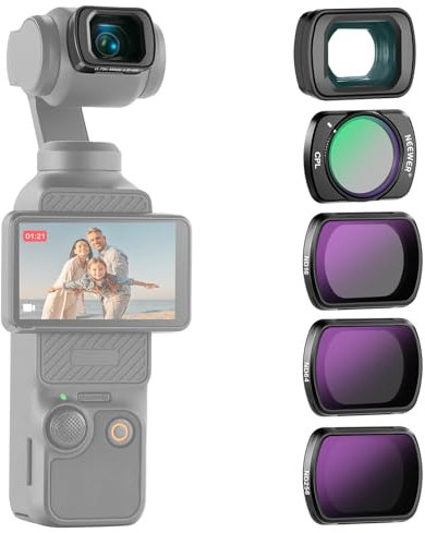 Neewer ND Filter Set (4 Pack) with 0.75X Wide Angle Lens 108° Expanded FOV, ND16 ND64 ND256 Circular Polarizer CPL Filter Compatible with DJI Osmo Pocket 3 Creator Combo Accessories, FL-B08