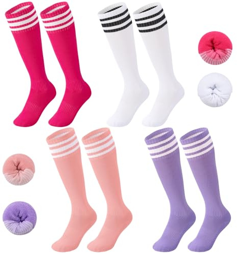 Zuimei 4 Pairs Kids Football Socks, Childrens Football Socks Kids Boys