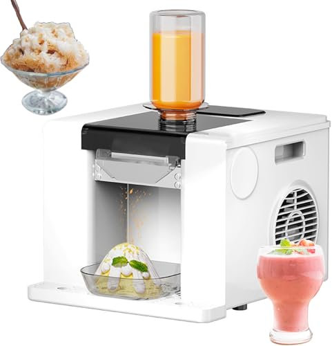 Macchina per ghiaccio a fiocchi di neve elettrica da 60 kg/giorno, macchina per coni di neve, macchina per tritare il ghiaccio, tritaghiaccio commerciale con barile da 750 ml,White