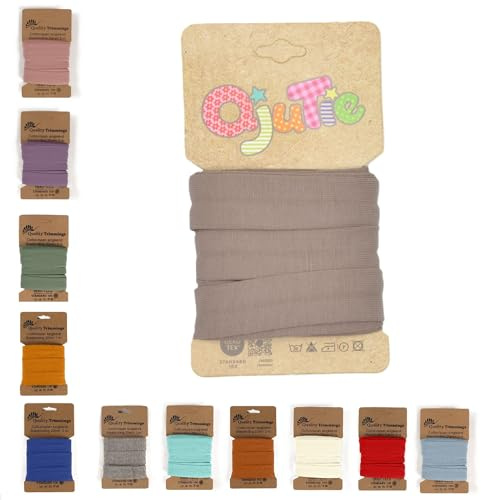 Die Stofftante Jersey Schrägband | vorgefalztes, elastisches Einfassband | aus Baumwoll-Jersey | Coupons á 3 Meter x 20mm (Taupe)
