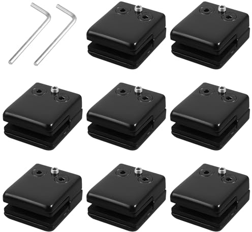 Neoteck Glashalter 8 stück Quadratische Glasklemmen aus Edelstahl 304, verstellbare Glashalterung für 8-9 mm flache Oberflächen, Glasscheibe, Balustrade, Handlauf, Treppe