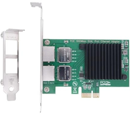 Tarjeta de red de 2 puertos I350T2 I350AM2 Chip PCIE 1X a 2x 10/100/1000Mbps Gigabit Ethernet Tarjeta para PC