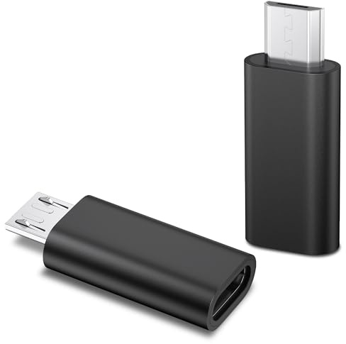 Amzpas Lot de 2 Adaptateurs Micro USB vers USB C - Convertisseur Rapide & Durable - Compatible Tous Smartphones & Android (Noir/Noir)