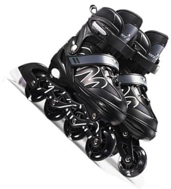 mophrati Damen Inline Skates für Erwachsene, atmungsaktiv, hohe Elastizität, verschleißfest, Rollschuhe, stoßfest, Skating Schuhe, Schwarz/L
