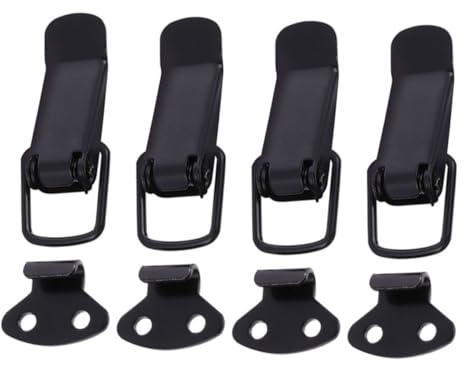 Hemobllo Loquet à Bascule à Ressort En Fer Noir, Verrou De Tension Pour Armoire Et Porte, Compatible Portes, Fenêtres, Placards Et Couvercles, Lot De 4 Set De Pièces Avec Fixation Rapide