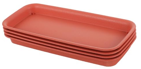 OFFSCH Sottovasi per Vasi di Fiori Rettangolari in Plastica 4 Pezzi, Piatti per Piante da Interno ed Esterno, Raccolta Acqua e Terriccio, Base Stabile per Balcone e Davanzale, Colore