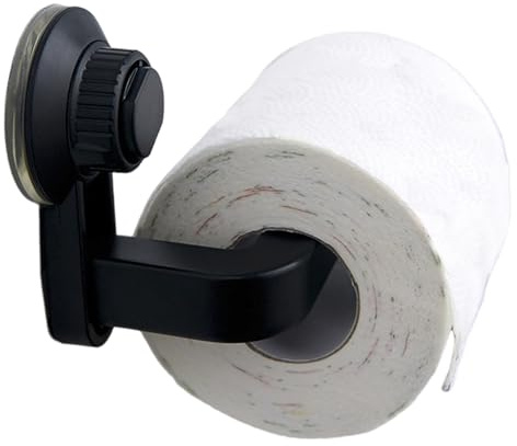 Porta carta igienica a ventosa, 15,2 x 7,6 x 10,2 cm, da parete, antiruggine e multifunzionale, per cucina, asciugamano nero