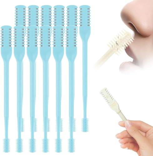 Nasenhaarentferner, 2025 Neu Manueller Rotierender Nasenhaartrimmer, 360° Drehbarer Nasenhaarschneider Ohrhaarschneider mit Box 2 in 1 Nasenhaartrimmer Nasal Hair Cutter für Damen Herren (12, Blau)