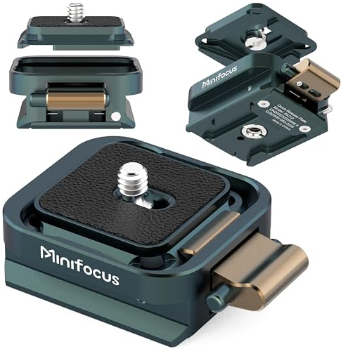 MINIFOCUS Arca Swiss Schnellwechselplatten Set, Kamerastativhalterung mit 1/4, Schraube, Schnellaufbau mit 1/4- bis 3/8-Gimbals-Schiebern, Stativadapter für Sony/Nikon/DJI/Fuji