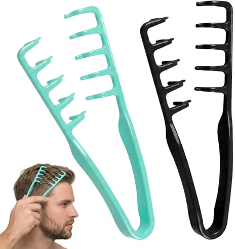 2 pezzi Pettine Denti Larghi, Pettine Volumizzante Capelli, Pettine Texture | Texture Comb, Aumenta Il Volume dei Capelli e Copri la Riga, Capelli Ricci Accessori, Strumento Volumizzante per Radici