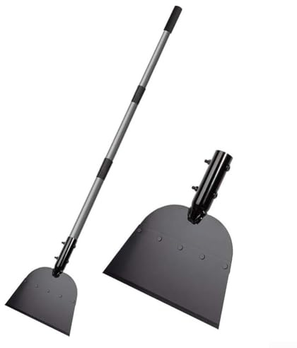 Zoegneer Pala da neve regolabile con manico lungo e raschietto per ghiaccio con lama in acciaio larga 23 cm, per prato, giardino, esterno, inverno, rimozione neve e ghiaccio (argento)