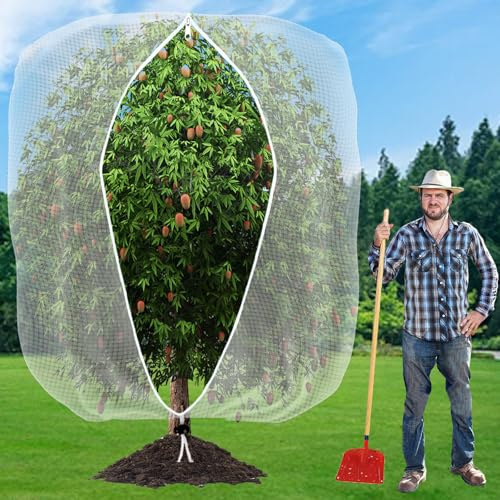 3X3M Insect Netting Bag with Zipper and Drawstring,Fruit Tree Netting,Garden Bird Barrier Mesh Covers Bags for blueberry Flowers bush Plants from Bug and Other Animals