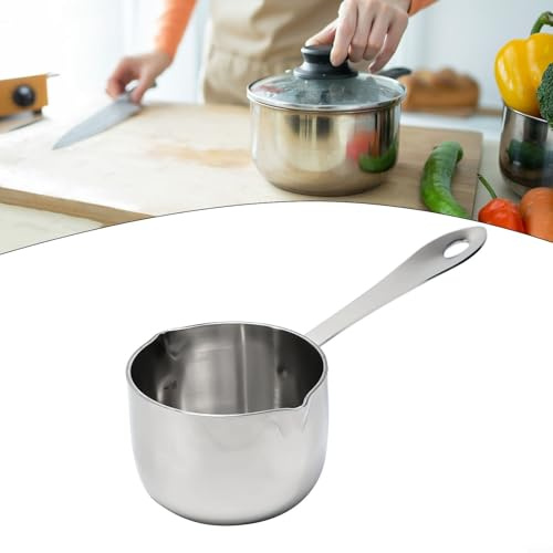 Besttoolifes Petite casserole à lait en acier inoxydable avec poignée ergonomique, résistante à la chaleur et facile à nettoyer, compacte pour lait, chocolat et huile de beurre, 160 ml (160 ml)