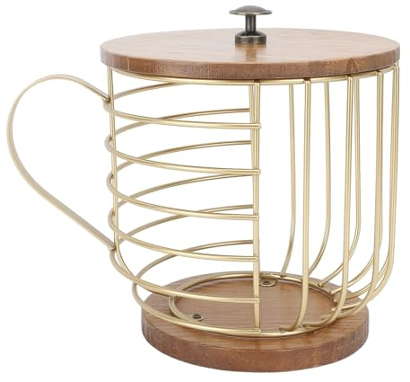 Soporte para cápsulas de café, organizador de almacenamiento de cápsulas de café de gran capacidad, base de madera que ahorra espacio para la barra de café en casa, organizador (Oro con tapa)