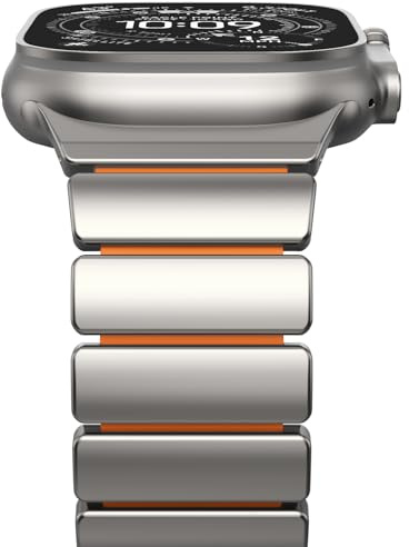 NewWays Edelstahl Armband kompatibel mit Apple Watch 49mm 46mm 45mm 44mm,Luxus Edelstahl Metall Silikon Ersatzarmband für iWatch Ultra 3 2 1 Series 11/10/9/8/7/6/5/4/SE