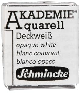 Schmincke – AKADEMIE® Aquarell, feine Künstler-Aquarellfarben, Deckweiß, 16 110 044, halbes Näpfchen, Aquarellmalerei, vegane Wasserfarbe