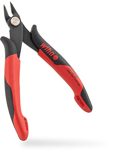 Wiha Electronic Seitenschneider mit breitem, spitzem Kopf / isolierte Zange mit 21° abgewinkelter Schneide ohne Wate, inkl. Öffnungsfeder / 138 mm