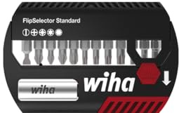 Wiha Bit Set FlipSelector Standard 25 mm gemischt 13-tlg. 1/4 (39078), Bithalter, Set, Öffnen per Knopfdruck, schneller Bitwechsel, passt in die Hosentasche