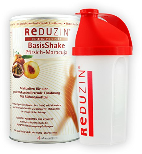 Reduzin Diät BasisShake verschiedene Sorten BCM inkl. praktischem 500ml Shaker (BasisShake Pfirsich-Maracuja, Shaker)