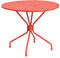 Flash Furniture Oia Table de terrasse Ronde en Acier de qualité Commerciale pour intérieur/extérieur avec Trou pour Parasol, métal, Corail 89,5 cm