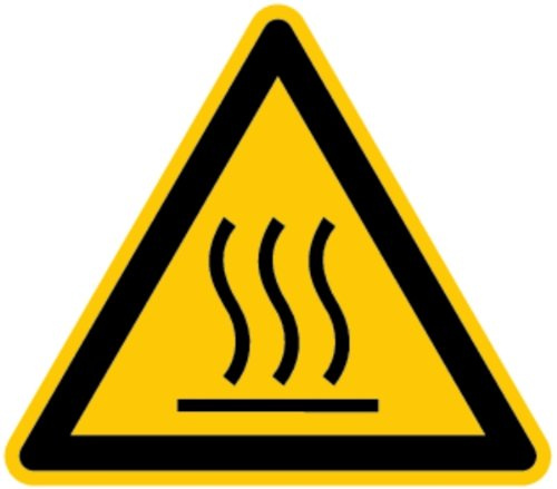 LEMAX® Warnschild, Warnung vor heißer Oberfläche W017 DIN EN ISO 7010 Alu geprägt gelb/schwarz, 200mm