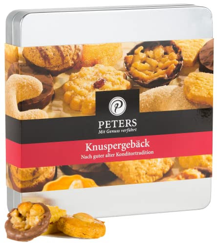 Peters Mit Genuss verführt | Knuspergebäck-Mischung Metallbox | Ohne Alkohol | Gebäck | Feingebäck | Teegebäck | Kekse | Geschenk | Gebäckmischung | Made in Germany | 175g