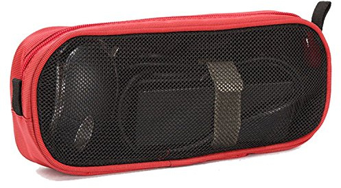 Universal Electronics Accessories Travel Organizer - Zipper Mesh Adapter Case for Laptop, Notebook, Tablet, Power, Mouse, Cord, USB Accessories - Red