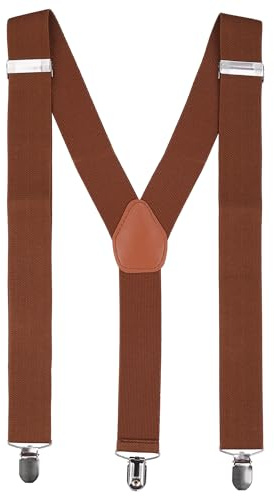 Trimming Shop Men's Suspender Braces - Heavy Duty Clip on Suspenders - Fully Adjustable and Elasticated - Fashion Accessory for Parties, Weddings, Casual, Formal Events