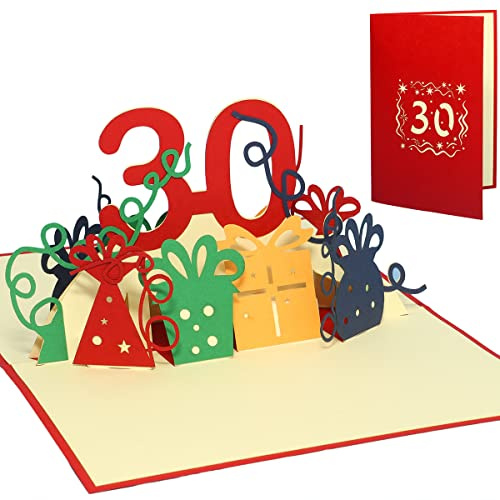 LINPOPUP®, LIN17348, Pop Up Karte, Geburtstag 30 Jubiliäum 3D Glückwunschkarte Geburtstagskarte 30. Geburtstag, N241