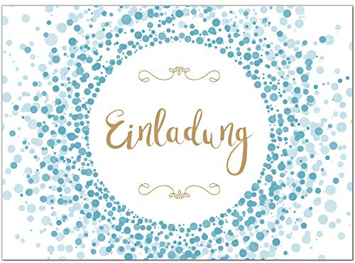 10 x Einladungskarten und Umschläge im Set/Konfetti Kugeln Türkis Schick Edel/für jeden Anlass/Einladung Geburtstag/Party/Einweihung/Feier/Geburtstagseinladungen Din A6