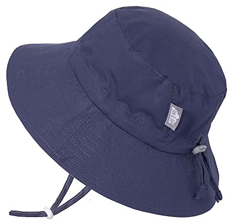 JAN & JUL Summer Bucket Hat for Toddler Kids, Adjustable (L: 2-5T, Navy)