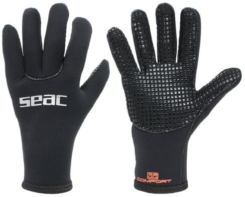 SEAC Comfort 3.0 - Guantes de Neopreno de 3 mm y Palma antiresbalones Unisex para Adultos, Negro, XXL