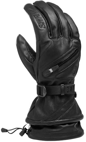 Swany Men's X-Cell 2.1 Sports Moisture-Wicking Quick-Drying Warm Durable Flexible Leather Winter Gloves, Black, X-Large